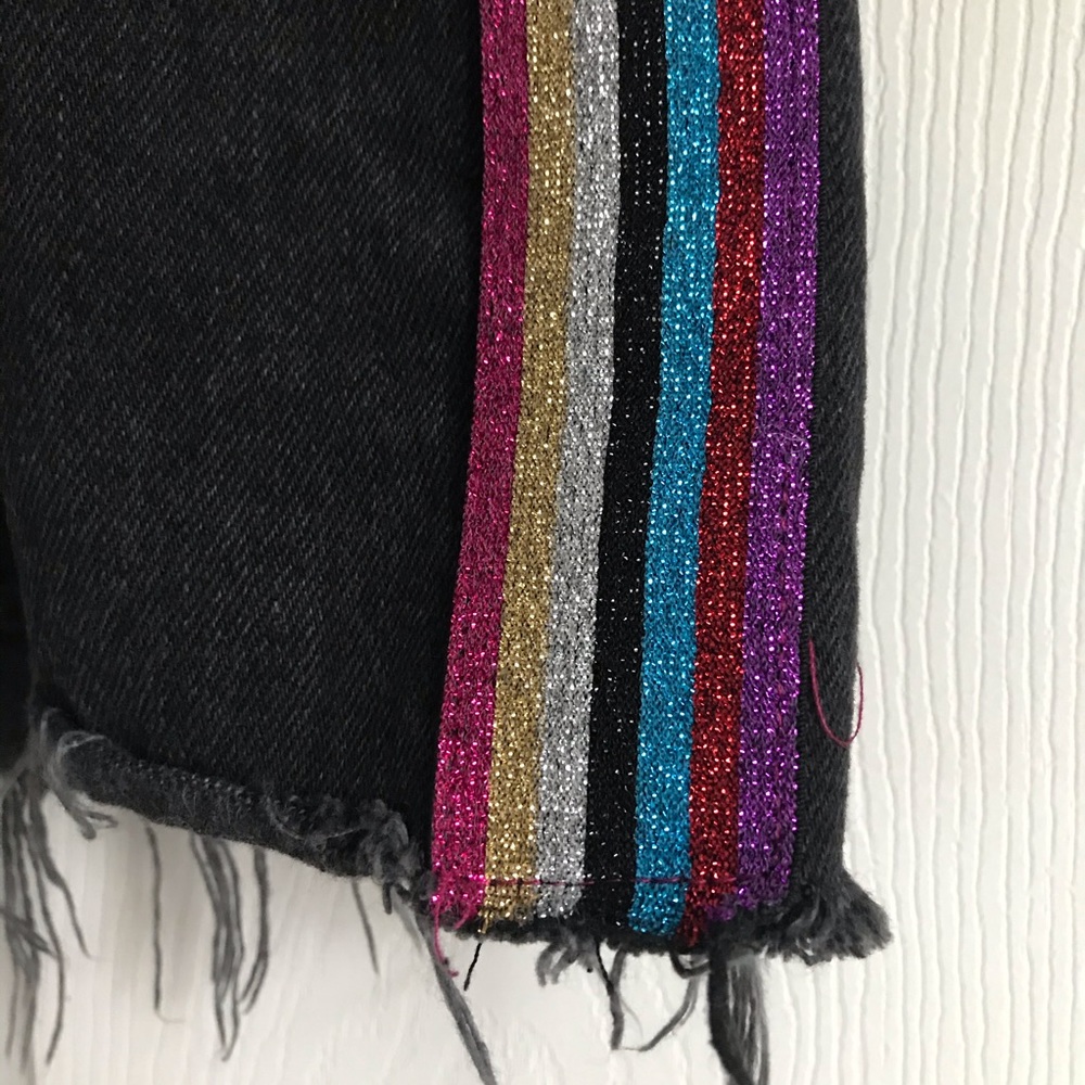 Topshop Moto rainbow track stripe denim skirt‎ / 8 - Picture 6 of 7
